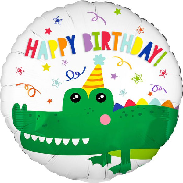 18" Round "Happy Birthday" Alligator Foil Mylar Helium Balloon