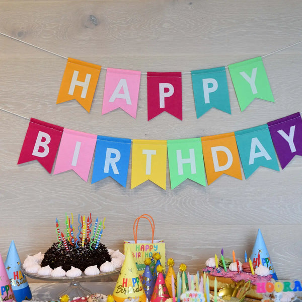 rainbow happy birthday felt garland banner bunting