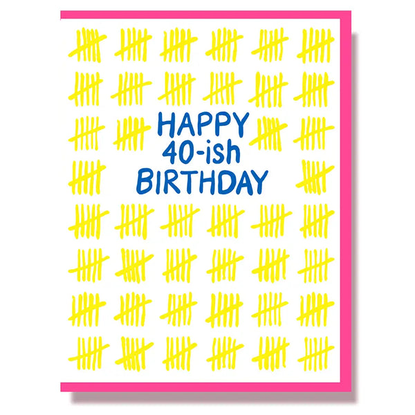 Happy 40-ish Birthday Greeting Card 40th Birthday Funny Pink Yellow