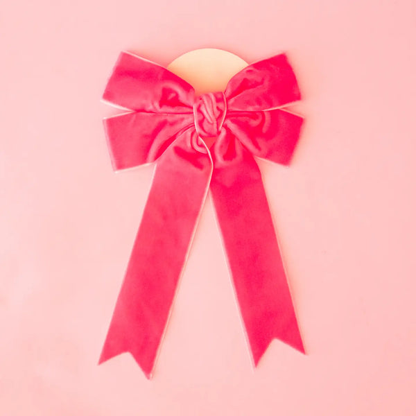 Holiday Velvet Bow | Pink (Wine Bottle)