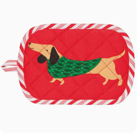 Weiner Dog Holiday Potholder Trivet