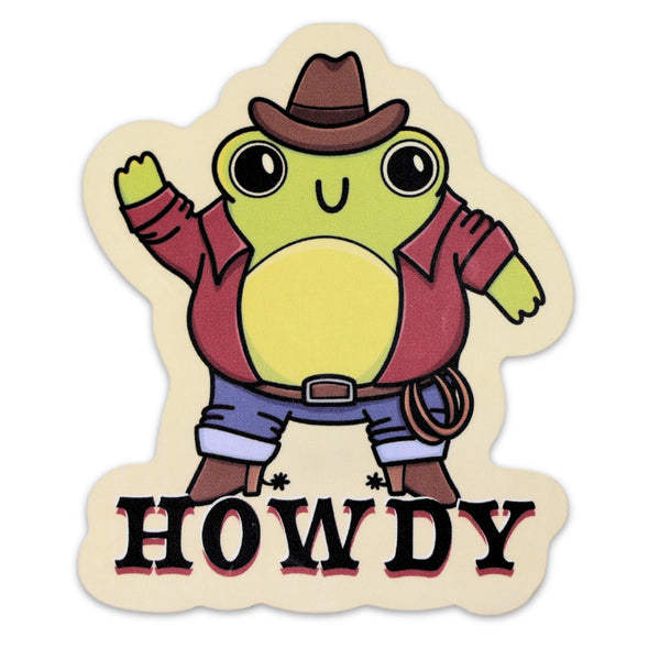 "Howdy" Vinyl Cowboy Frog Sticker