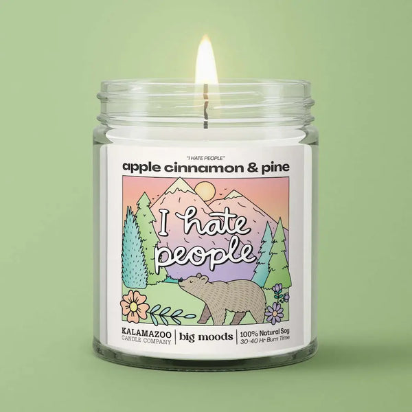 I Hate People Apple Cinnamon and Pine Scented 5oz. Jar Candle