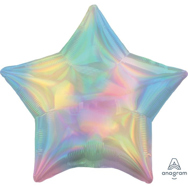 18" Iridescent Pastel Rainbow Star Foil Mylar Balloon