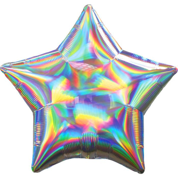 18" Iridescent Silver Star foil Mylar Helium Balloon