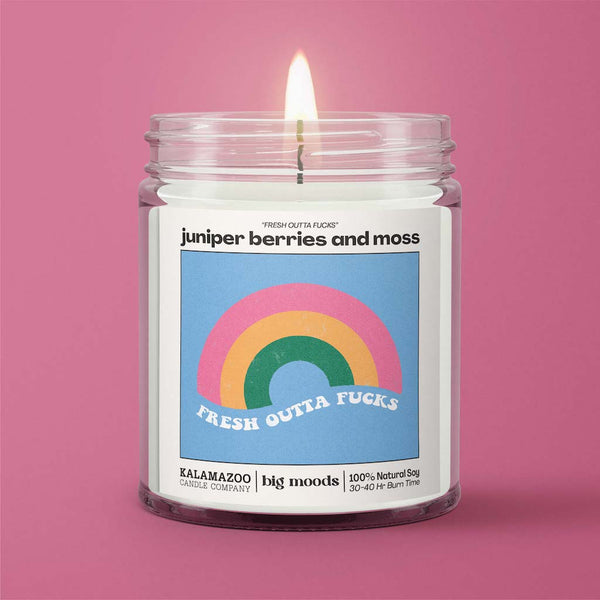 Fresh Outta Fucks Juniper Berry and Moss Scented 5oz. Jar Candle