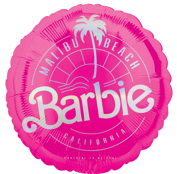 malibu beach barbie hot pink 18" foil helium balloon for delivery and pick up in pittsburgh