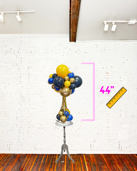 Mini 44 inch Tabletop centerpiece organic balloon tower with streamers for pick up and delivery in Pittsburgh