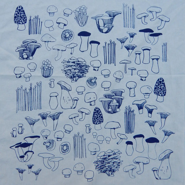 Mushroom Hand Printed Tea Towel