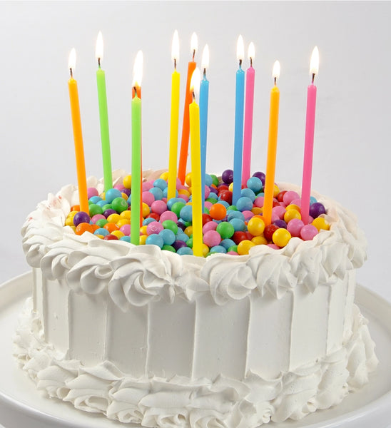 Neon Rainbow Gradient Birthday Cake Candles | Set of 12