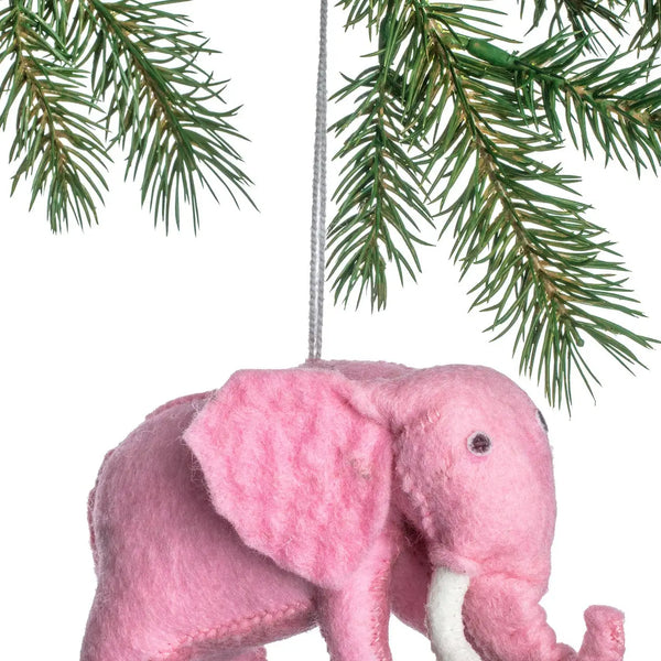 Pink Felt Elephant Ornament