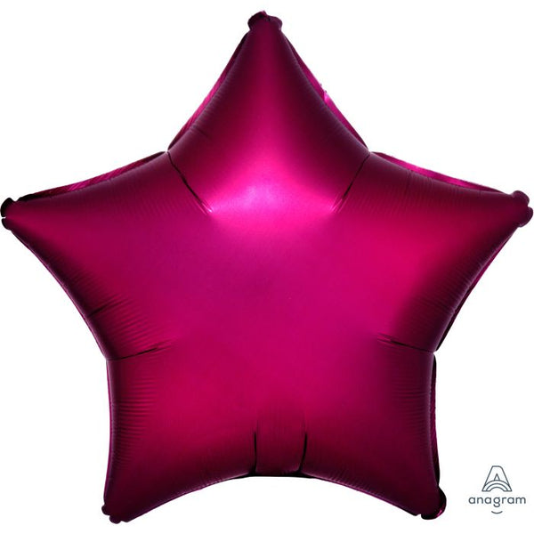 18" Satin Pomegranate Star Foil Mylar Helium Balloon