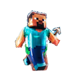 34" Foil Pixel Man Minecraft Helium Balloon