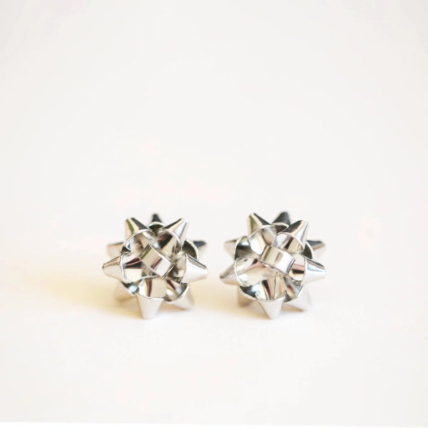 Small Silver Holiday Bow Earrings/Studs