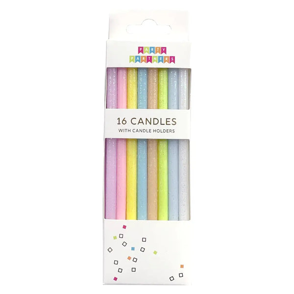 Tall Pastel Rainbow Gradient Birthday Candle Set