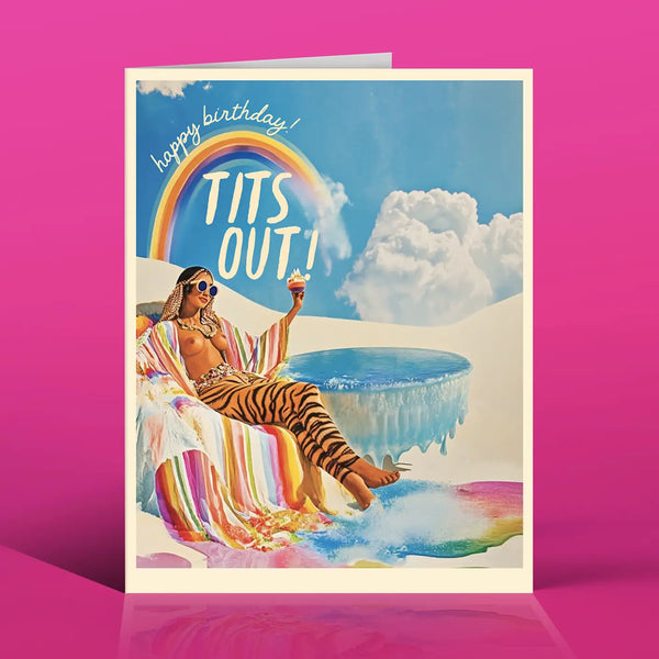 Tiger Rainbow Girl Birthday Fantasy Card
