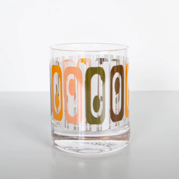 Set of 2 Vintage Tiki Mid Century Modern Whiskey Cocktail Rocks Glass