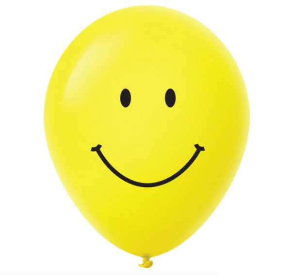 Yellow Smiley Face Latex Helium Balloon