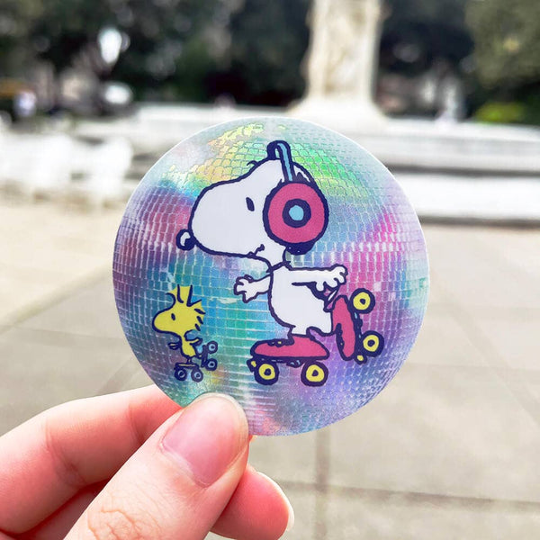 Snoopy & Woodstock Roller Skating Disco Sticker