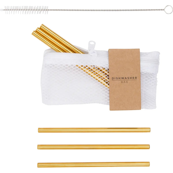 Set of 6 Short Metal Straws