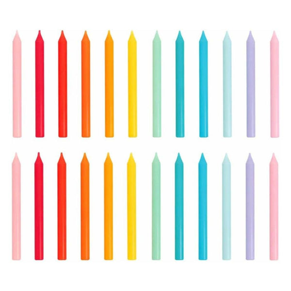 Rainbow Birthday Candles - 24 Pack | Cake Candles |