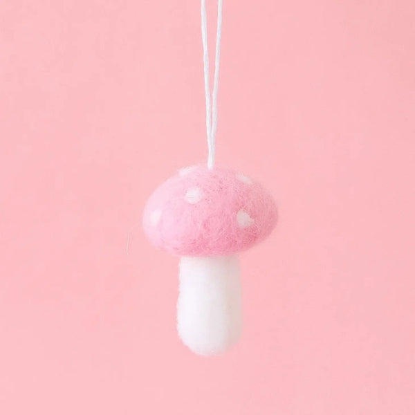 Felt Pink Mushroom Ornament