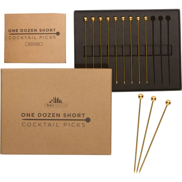 Set of 12 Gold Cocktail Picks