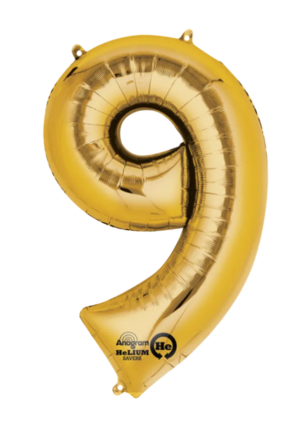 gold nine foil number helium balloon delivery pittsburgh