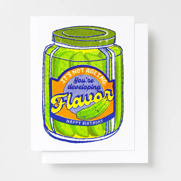 Happy Birthday Pickle Developing Flavor Risograph Greeting Card
