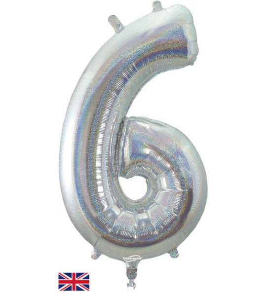holographic iridescent six foil number helium balloon delivery pittsburgh