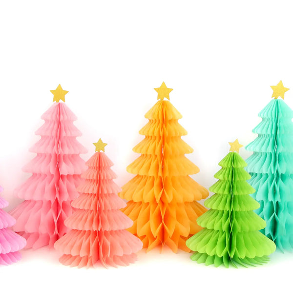 Rainbow Trees Honeycomb Christmas Decorations