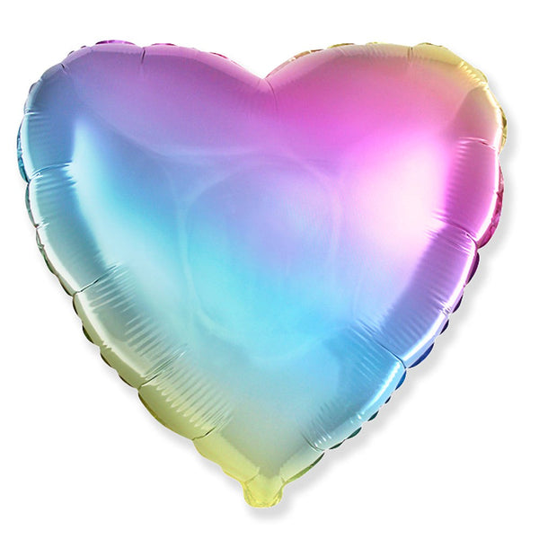 Holographic Gradient Rainbow Heart Foil Balloon