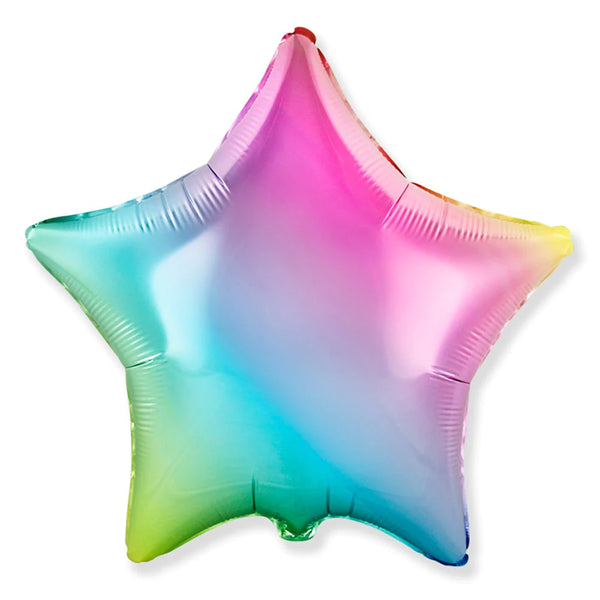 18" Gradient Pastel Rainbow Star Foil Balloon
