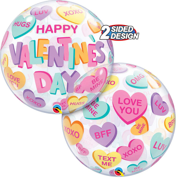 22" Bubble Candy Hearts Valentine Balloon