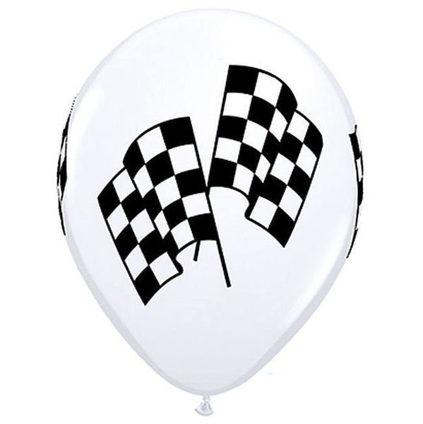 racing flag race car helium 11 inch latex balloon boy birthday racer driving cool white black checkered flag pick up delivery Pittsburgh PA