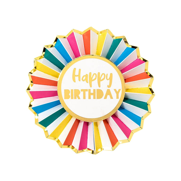 Rainbow & Gold Happy Birthday Badge