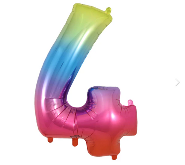 rainbow four foil number helium balloon delivery pittsburgh
