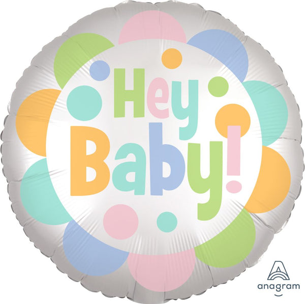 satin_infused_hey_baby_Pastel_Rainbow_Foil_Helium_balloon baby shower for pick up and delivery in pittsburgh