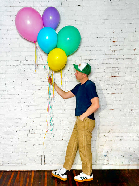 small playful rainbow helium balloon bouquet for delivery in pittsburgh or pick up