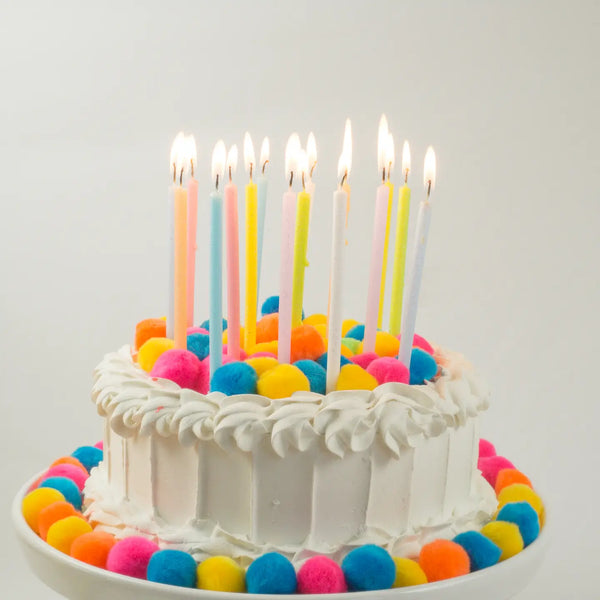Tall Pastel Rainbow Gradient Birthday Candle Set