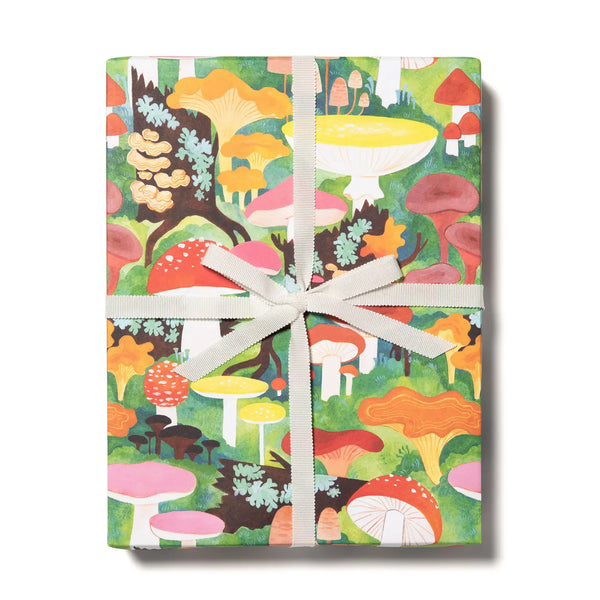 woodland mushroom gift wrap wrapping paper cute colorful shrooms birthday