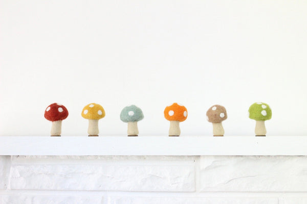 Wool Felt Multi-Colored Mushrooms