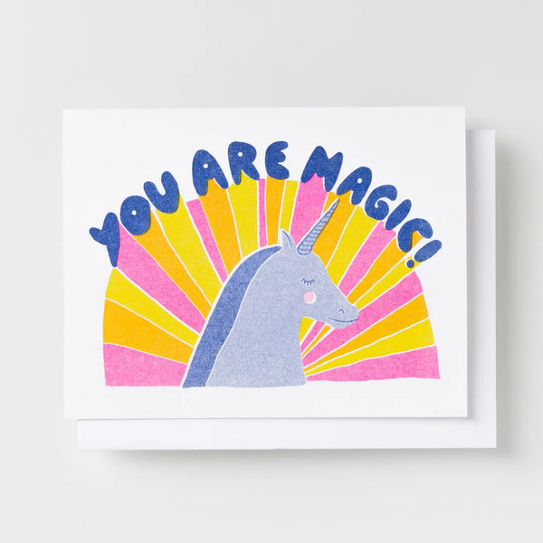 You Are Magic Unicorn Risograph Greeting Card