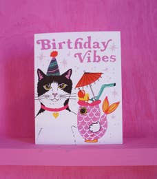 Birthday Vibes Cat Greeting Card