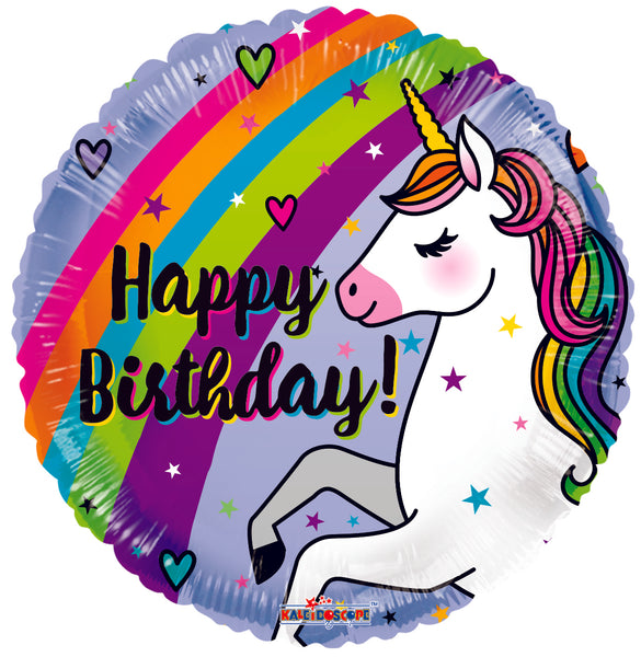 18" Unicorn Birthday Round Balloon
