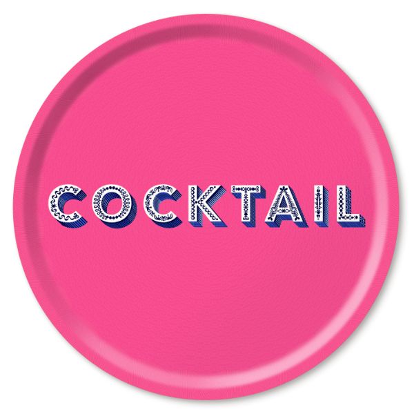 Birchwood Cocktail Tray - Round Bright Pink