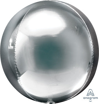 15" Metallic Silver Orbz Helium Balloon