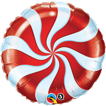 18" Red Peppermint Swirl Candy Balloon