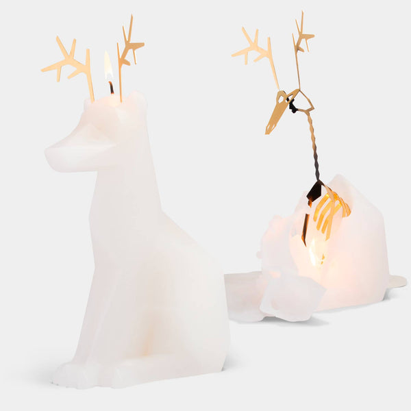 PyroPet Dyri White (Unscented) Reindeer Candle