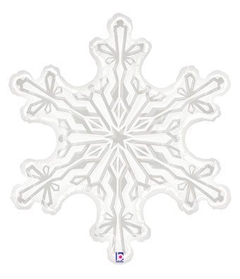 38" Clear & White Snowflake Shaped Balloon